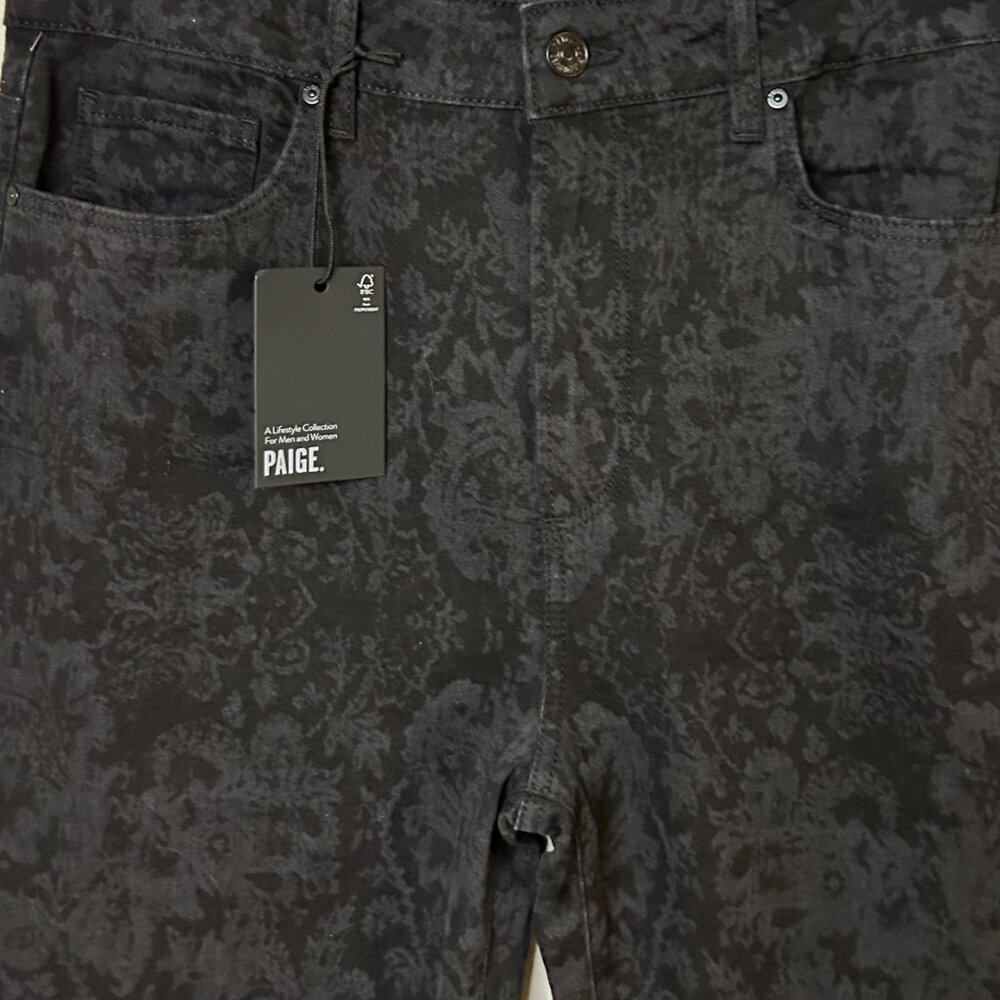 PAIGE Leenah Black Laser Floral Bootcut Jeans Women’s Size 31 - Picture 7 of 8